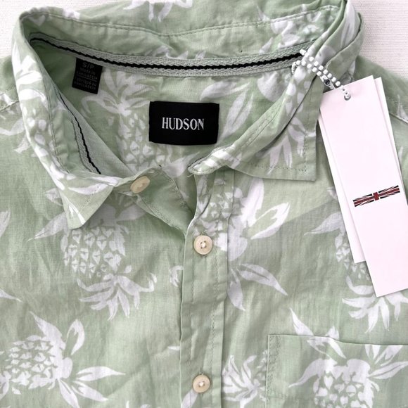 Hudson Floral Cotton Button Down Shirt Green - Picture 2 of 3